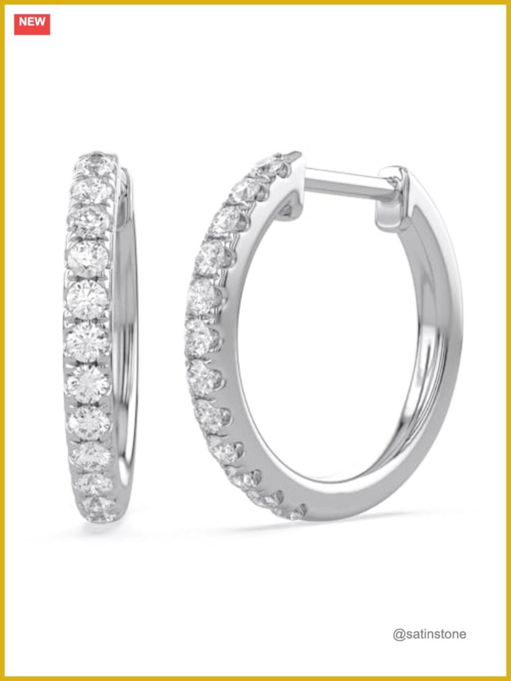12MM Huggie Hoop Earrings 0.30ctw Round Lab Grown Diamond 14K White Gold Over